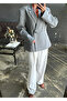 Gray Padded Waist Blazer Jacket - 251004 - 2