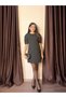 Women's Bombe Shoulder Dress with Shoulder Pad Decorative Pockets