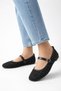 Black Tweed Fabric Mary Janes Ballet Flats Stylish Buckled Comfortable Sole Daily Shoes BYNDLCK01 - 3