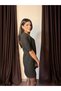 Women's Bombe Shoulder Dress with Shoulder Pad Decorative Pockets - 2