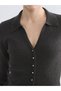 Lcw Vision Anthracite Polo Collar Women's Knitwear Cardigan - 3