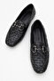 Women's Buckled Braided Loafer Real Leather Zy 8198 Black - 5