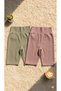 Women's Khaki Plum 2-Pack High Waist Above Knee Casual Leggings Dalgıç Corded Fabric