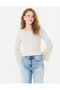 Women's Round Neck, Sleeves and Skirt Overlock Detailed Ribbed Knit Long Sleeve Blouse - 6
