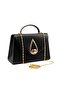 Black Small Size Women's Evening Dress Single Compartment Silver Accessory Hand and Chain Strap Shoulder Bag