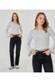 Women's Round Neck, Sleeves and Skirt Overlock Detailed Ribbed Knit Long Sleeve Blouse - 2