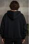 Men's Black Patternless Plain Hooded Sweatshirt - 2