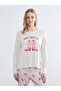 Ecru Crew Neck Printed Women's Pajama Set - 2