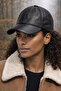 Men Women Genuine Leather Hat Classic Black Unisex Colorful Flat Visor Hat - 3