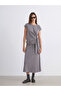 Mg trend'en grey crew neck blouse with tie detail - 2