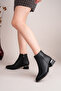 Women's Black Plain Daily Boots Stylish and Comfortable with Silver Detail 501 - 6