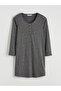Alita City Lcw Dream Gray Combed Cotton Patterned Long Sleeve Women's Nightgown with a Difference - 5