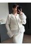 Ecru Fur Cardigan with Sleeve and Waist Detail - 251104 - 4