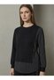Women's Black Side Tie Striped Shirt Detailed Sports Suit Nj45 - 3