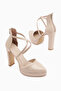 Naomi Beige Belted Platform Heeled Women's Shoes - 3