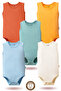 100% Organic Cotton Snap Fastener Sleeveless Baby Bodysuit 5-Pack - 2