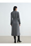 Lcw Everyday Gray Polo Collar Belted Dress - 5