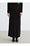 Black elastic waist knitted skirt Corded Fabric from gülis store - 2