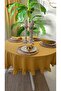 Aura Liquid-Proof Mustard Yellow Ruffled Round Tablecloth - 2