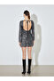 Crew Neck Sequined Mini Dress - 4