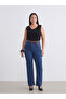 Navy Blue Plus Size Wideleg Women's Jean Pants from Plus-Store