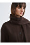Brown wool blend women's checkered jacket with scarf - 3