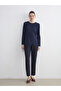 Lcw Grace Navy Blue Elastic Waist Women's Trousers