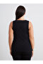 Black Plus Size U-Neck Rhinestone Women's Tank Top - 4