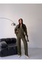 Women's Hooded Double Zippered Hair Knitwear Set - 2
