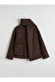 Brown wool blend women's checkered jacket with scarf - 6