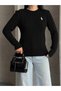 Women's Crew Neck Embroidery Detailed Hair Knit Sweater - 6