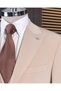 Italian Style S Slim Fit Peaked Lapel Jacket Vest Pants Suit Beige T14859 - 3