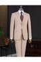 Italian Style S Slim Fit Peaked Lapel Jacket Vest Pants Suit Beige T14859