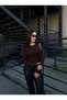 Women's Bitter Brown Finger Detailed Crew Neck Bodysuit - 4