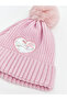 Lcw Accessories Pink Embroidered Girl's Scarf and Beanie - 2