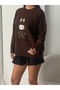 Women's Crew Neck Character Embroidered Knit Sweater - 6