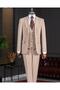 Italian Style S Slim Fit Peaked Lapel Jacket Vest Pants Suit Beige T14859 - 5