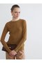 Yellow Crew Neck Corded Fabric Women's T-Shirt
