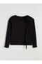 Black Crew Neck Floral Appliqué Women's T-Shirt - 5