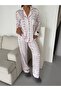 Digital Ribbon and Flower Printed Pajama Set with Buckle - 7