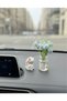 Cute Mini Rabbit and Blue Flower Vase Miniature Car Glove Box Accessory Home Decoration Ornament - 2