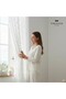 Pompom (Flower Detail) Linen Premium Quality Textured 1/3 Dense Pleated Tulle Curtain Heavy Weight No Ironing Required - 4