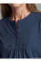Lcw grace navy blue bicycle collar embroidered blouse - 3