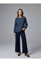 Lcw grace navy blue bicycle collar embroidered blouse - 2