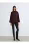 Patenth burgundy shawl collar blouse - 2