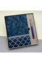 Boxed Patterned Leather Notebook and Metal Rollerball Pen Set