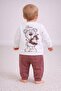 Bottom and Top Set Baby Boy Set with Snap Fasteners 2-Piece Set with Suspender Teddy Bear 6-9-12 Months - 2
