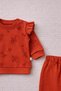 Autumn Clay Premium Organic Cotton Red Ruffle Detailed Casual Baby Bottom and Top Set - 2