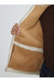 Beige Hooded women's plush coat - 4