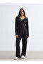 Black V-Neck Lace Detailed Women's Pajama Set - 2